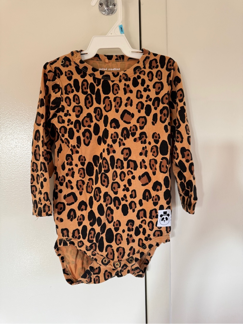 Mini Rodini Brown Leopard Print Long-Sleeve Bodysuit